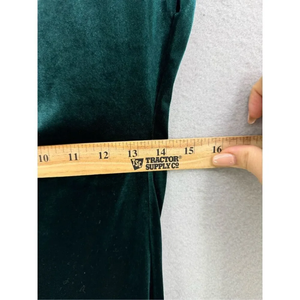 Zara Womens Green Velvet Sleeveless Draped Crewneck Slit Back Maxi Dress Size XS - Picture 5 of 8
